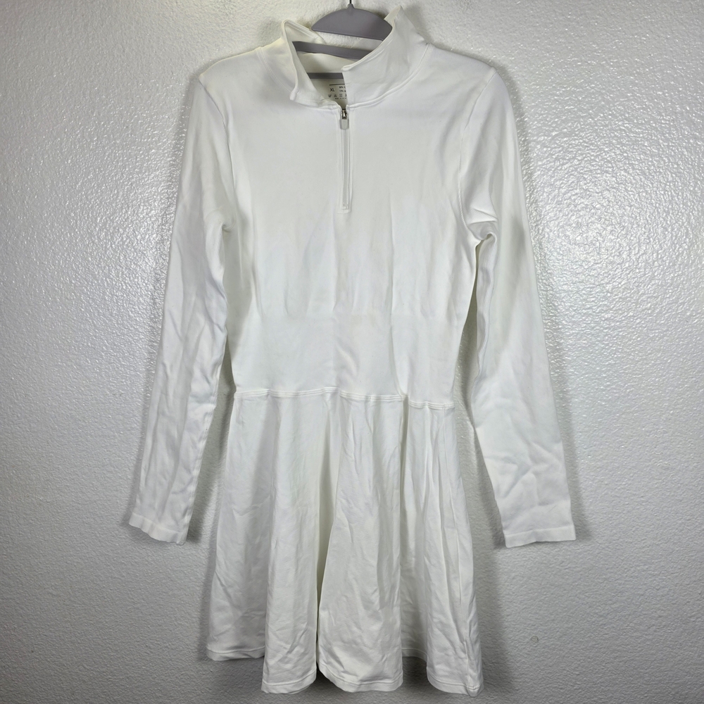 OQQ Women's Dress‎ Casual Long Sleeve Elastic Simple A-Line Zipper Size XL